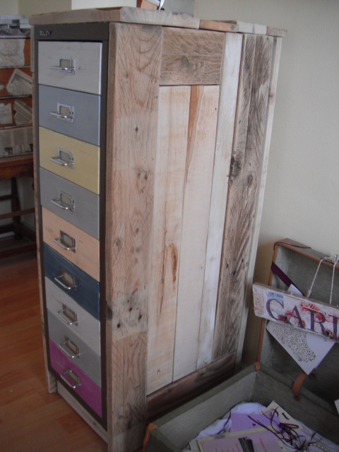 Wendy A Retro Filing Cabinet With Reclaimed Pallet Wood Top And