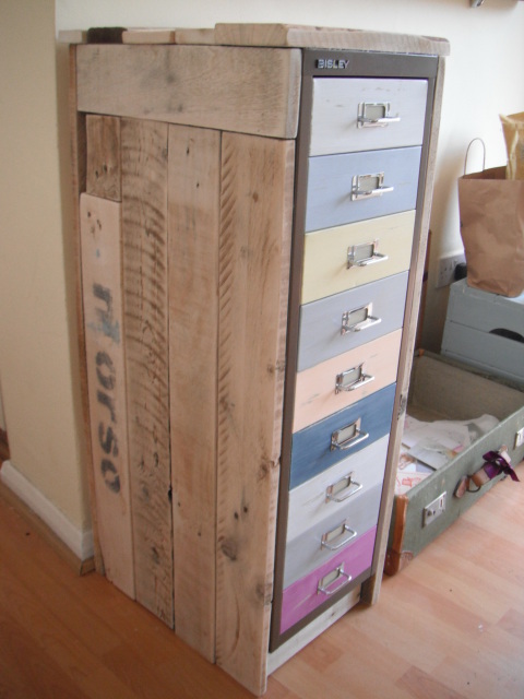Wendy A Retro Filing Cabinet With Reclaimed Pallet Wood Top And